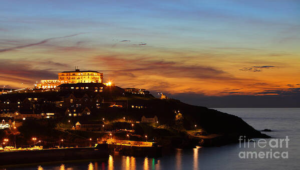 Newquay Poster featuring the photograph Newquay Harbor at Night by Nicholas Burningham