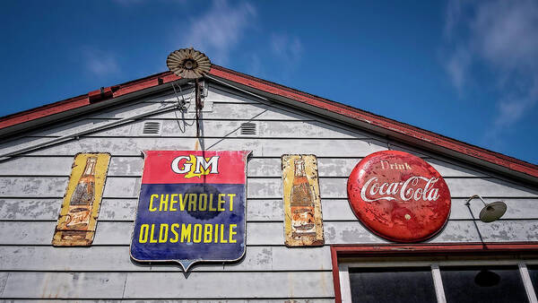 Car Photograph Junk Rust Classic Car Photographer Best Car Photography Automotive Transportation Car Photos Abstract Car Detail Vintage Drag Cars Collector Cars Emblems Car Emblem Signs Neon Buildings Poster featuring the photograph Oakdale Station #2 by Jerry Golab