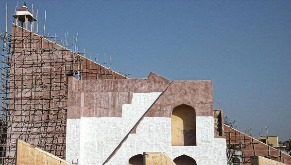 Jantar Mantar Poster featuring the photograph Observatory under repair, Jaipur 2007 by Chris Honeyman