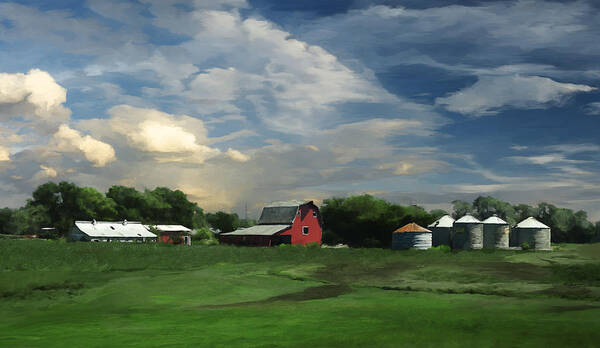 Red Poster featuring the painting Ohio Farm by Rick Mosher