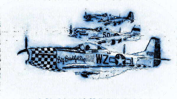 P 51 Poster featuring the digital art P-51 Mustang - 13 by AM FineArtPrints