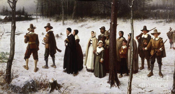 Puritan Poster featuring the painting Pilgrims Going to Church, 1867 by George Henry Boughton
