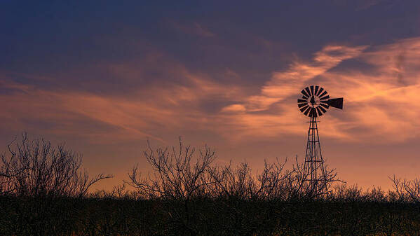 Windmill Poster featuring the photograph Prairie Sunset by Cathy Anderson