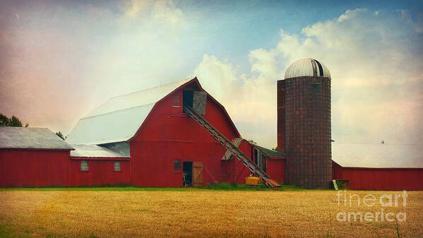 Red Barn Poster featuring the photograph Red Barn Silo by Beth Ferris Sale