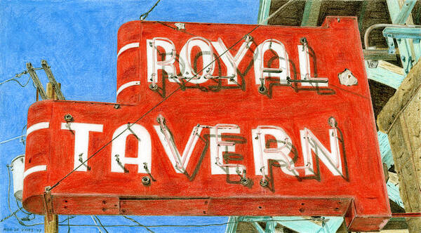 Neon Sign Poster featuring the drawing Royal Tavern by Rob De Vries