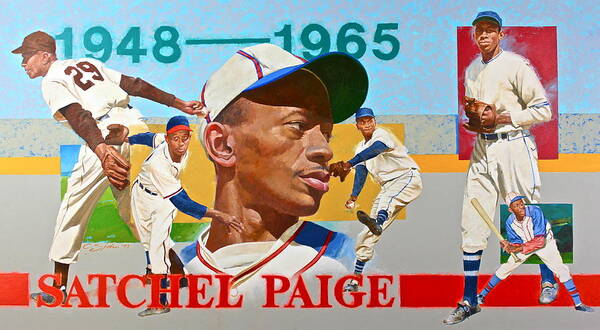 Acrylic Poster featuring the painting Satchel Paige by Cliff Spohn