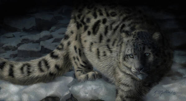 Wildlife Art Poster featuring the painting Snow Leopard by Kathie Miller