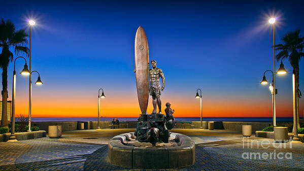 Imperial Beach Poster featuring the photograph Spirit of Imperial Beach Surfer Sculpture by Sam Antonio