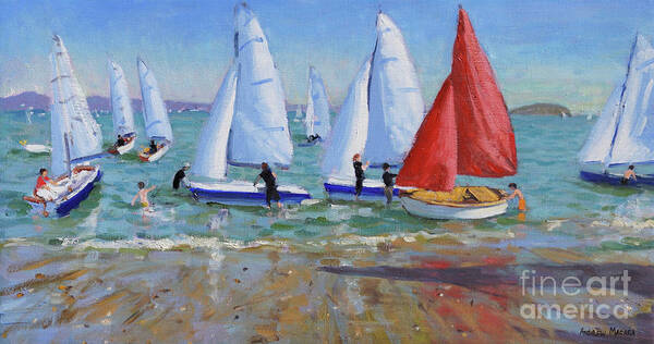 Sailing Poster featuring the painting Summer Regatta, Abersoch by Andrew Macara