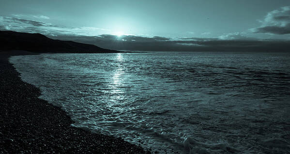 Landscape Poster featuring the photograph Sunrise in Stonehaven B-W by Sergey Simanovsky