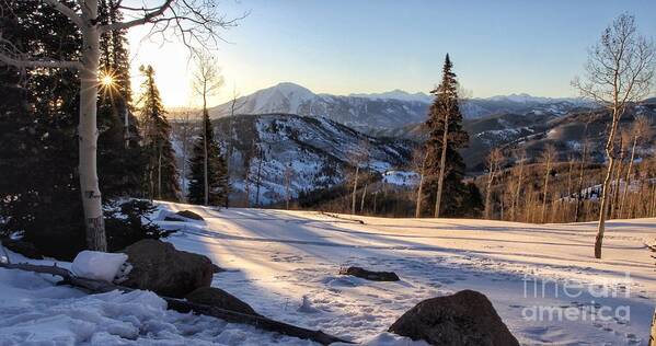 Sunrise Poster featuring the photograph Sunrise Over Sopris by Carrie Cathleen Photography