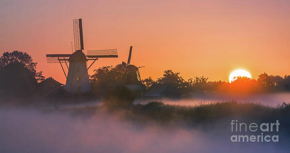 Sunrise Poster featuring the photograph Sunrise Ten Boer - Netherlands by Henk Meijer Photography