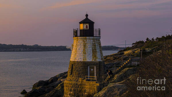 #lighthouse Poster featuring the photograph Sunset from Castle Hill Lighthouse. by New England Photography