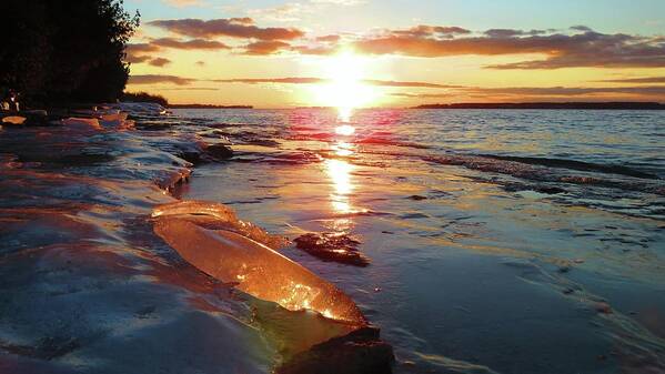 Thousand Islands Poster featuring the photograph Sunset on Ice by Dennis McCarthy