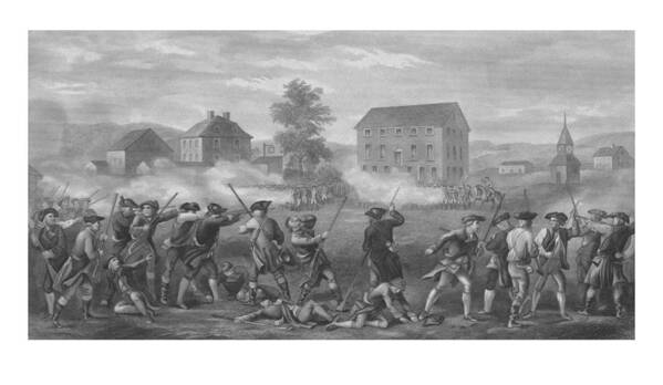Minutemen Poster featuring the drawing The Battle of Lexington by War Is Hell Store