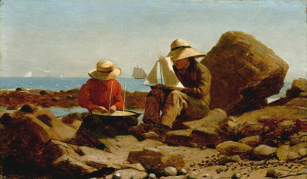 Homer Poster featuring the painting The Boat Builders - 1873 by Eric Glaser
