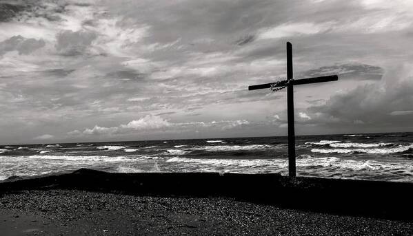 Clouds Poster featuring the photograph The Cross Black and White by Jerry Connally