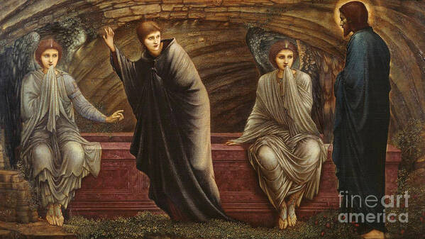 The Morning Of The Resurrection 1886 Sir Edward Coley Burne-jones Poster featuring the painting The Morning of the Resurrection by MotionAge Designs