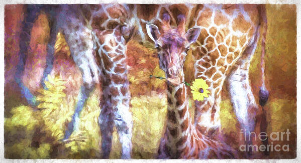 Whimiscal Giraffe Poster featuring the digital art The Whimsical Giraffe by Mary Lou Chmura