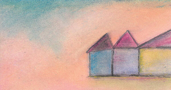 Houses Poster featuring the pastel Three Houses by Valerie Reeves