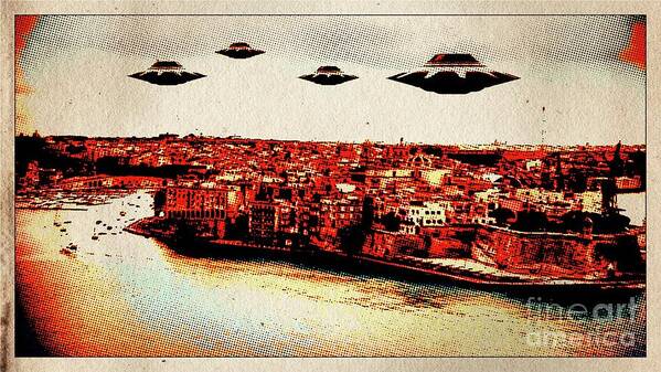 Ufo Poster featuring the digital art UFO Invasion Pop Art by Raphael Terra by Esoterica Art Agency
