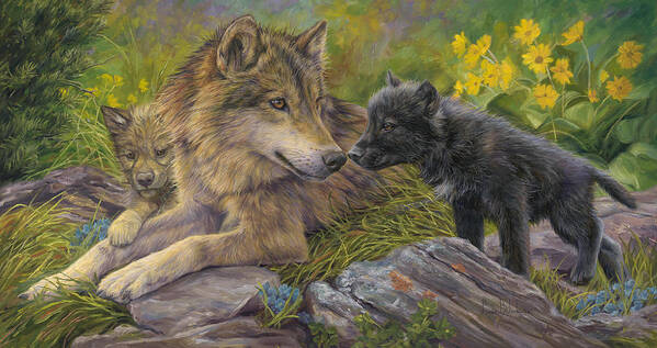Wolf Poster featuring the painting Unconditional Love by Lucie Bilodeau
