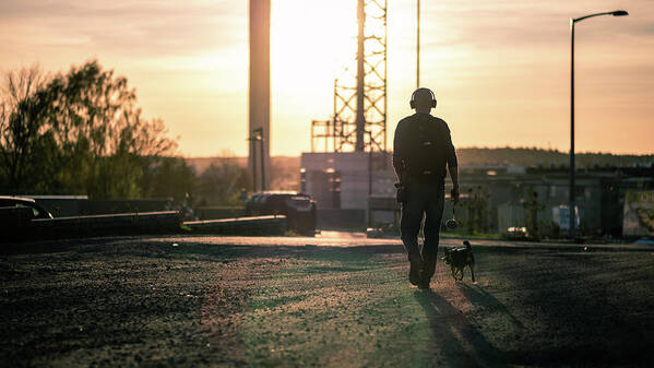 Candid Poster featuring the photograph Walking the dog - Turku, Finland - Color street photography by Giuseppe Milo