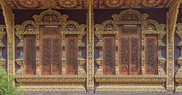 Scenic Poster featuring the photograph Wat Chiang Chom Phra Wihan Windows DTHCM0890 by Gerry Gantt