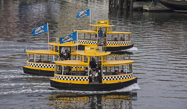 Taxi Poster featuring the photograph Water Taxis by Inge Riis McDonald