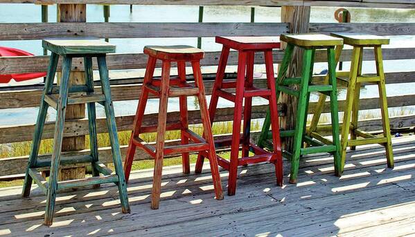 Homemade Poster featuring the photograph Weathered Bar Stools by Cynthia Guinn