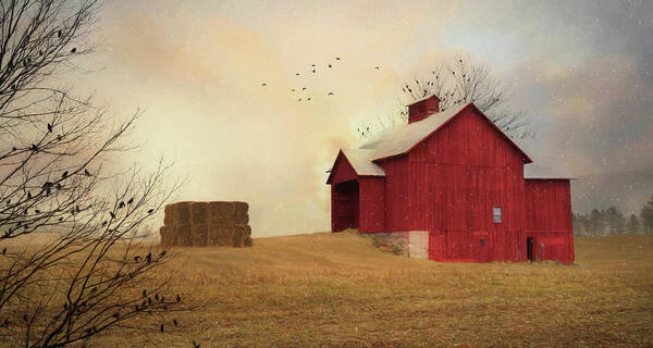Barn Poster featuring the photograph Winter's Arrival by Lori Deiter