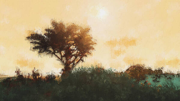 Solitary Poster featuring the painting Bucolic Paradise - 48 #1 by AM FineArtPrints