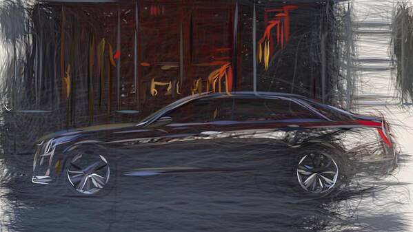 Cadillac Poster featuring the digital art Cadillac CT6 Draw #2 by CarsToon Concept