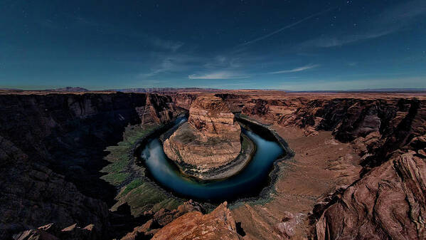 Horseshoe Poster featuring the photograph Horseshoe Bend by Moonlight #1 by David Soldano