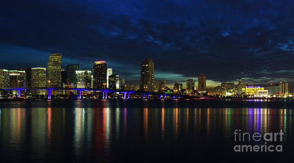 Architecture Poster featuring the photograph Miami Sunset Skyline #1 by Raul Rodriguez