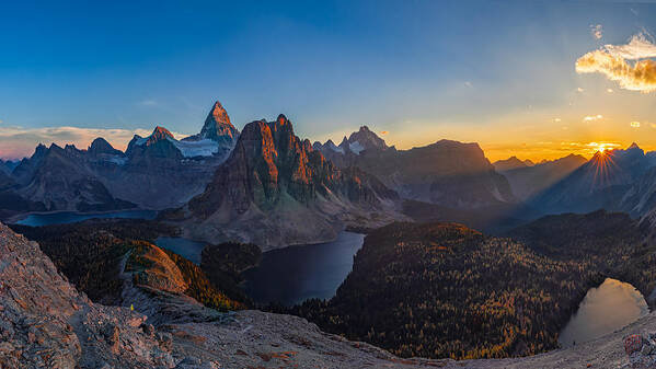 Sunset Poster featuring the photograph Sunset At Mt Assiniboine #1 by Jenny L. Zhang ( ???