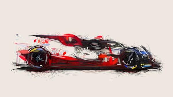 Toyota Poster featuring the digital art Toyota TS050 Hybrid Drawing #2 by CarsToon Concept