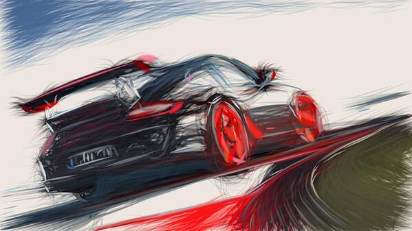 Porsche Poster featuring the digital art Porsche 911 GT3 RS Draw #11 by CarsToon Concept
