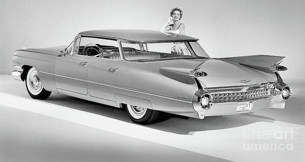 Mid Adult Women Poster featuring the photograph 1959 Cadillac Sedan Deville Featuring by Bettmann