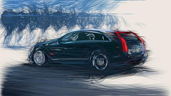 Cadillac Poster featuring the digital art Cadillac CTS V Sport Wagon Draw #2 by CarsToon Concept