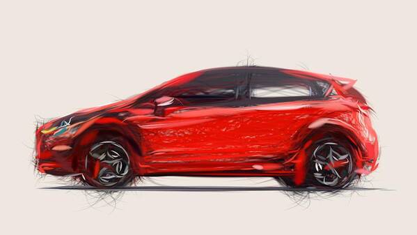 Ford Poster featuring the digital art Ford Fiesta ST Draw #2 by CarsToon Concept