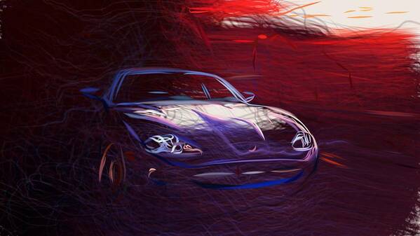 Jaguar Poster featuring the digital art Jaguar XK8 Coupe Draw #2 by CarsToon Concept