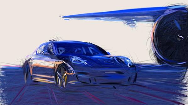 Porsche Poster featuring the digital art Porsche Panamera Turbo S Draw #2 by CarsToon Concept