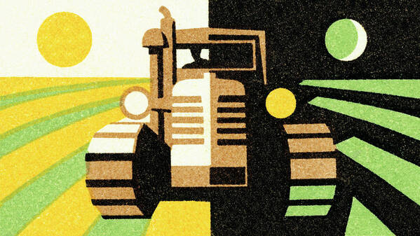 Agriculture Poster featuring the drawing Tractor #20 by CSA Images