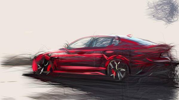 Kia Poster featuring the digital art Kia Stinger GT Drawing #4 by CarsToon Concept