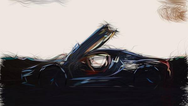 Bmw Poster featuring the digital art BMW i8 Drawing #31 by CarsToon Concept