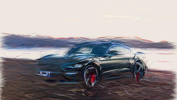 Ford Poster featuring the digital art Ford Mustang Bullitt Drawing #7 by CarsToon Concept