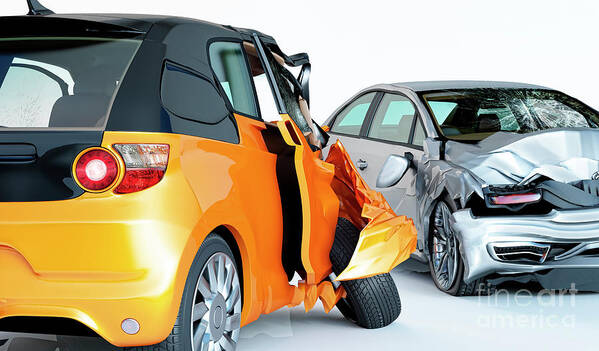 Car Crash Poster featuring the photograph Two Cars Crashed In Accident #8 by Leonello Calvetti/science Photo Library