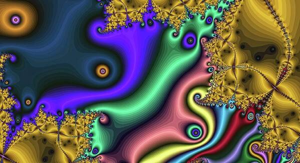 Fractal Poster featuring the digital art Abstract Color Current Gold by Don Northup
