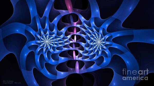 Dual Spirals Poster featuring the digital art Blue Exchange by Doug Morgan